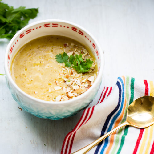 sopa de papa y cilantro