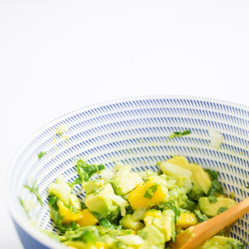 Mango guacamole o pico de Gallo con mango