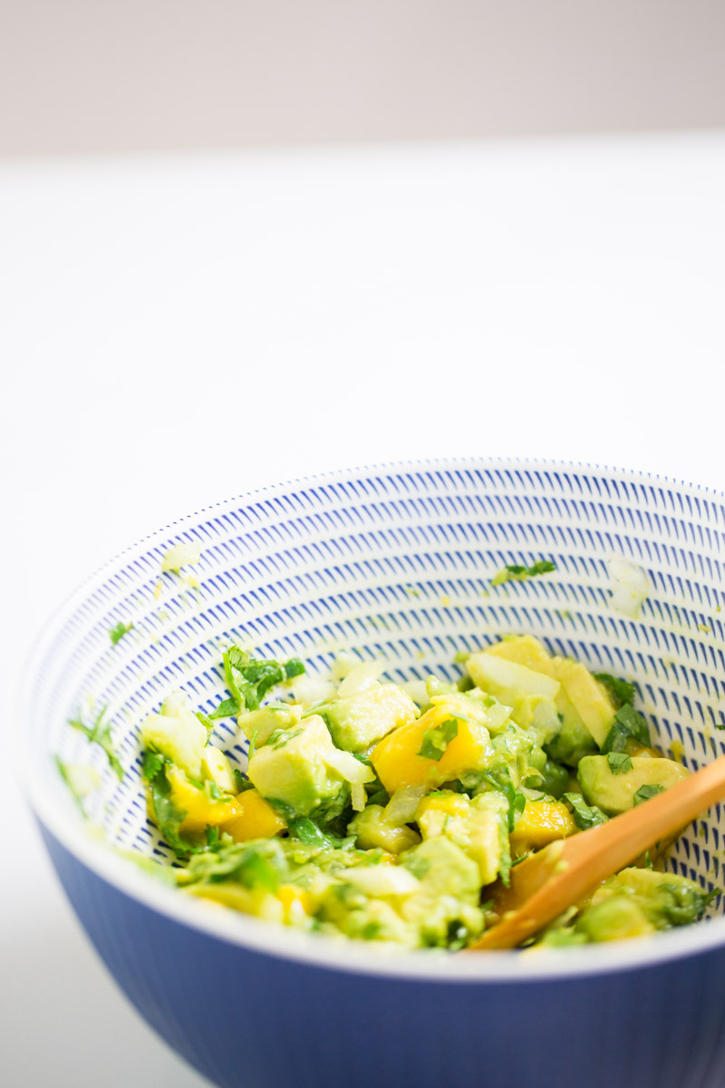 Mango guacamole o pico de Gallo con mango