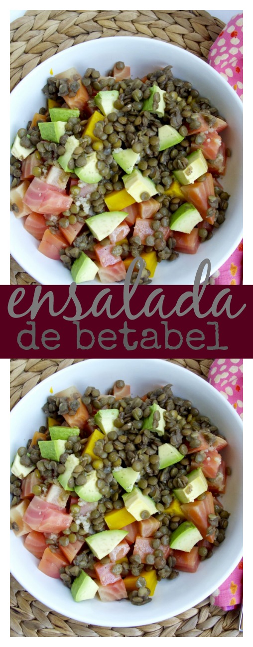 Ensalada de betabel con lentejas y aguacate. Plato perfecto para comer todo lo que necesitas