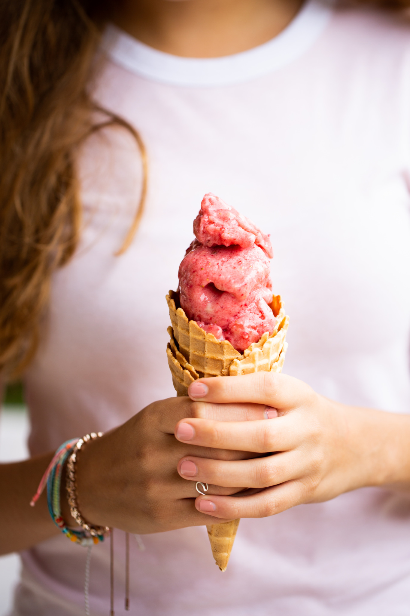 helado de plátano y fresa