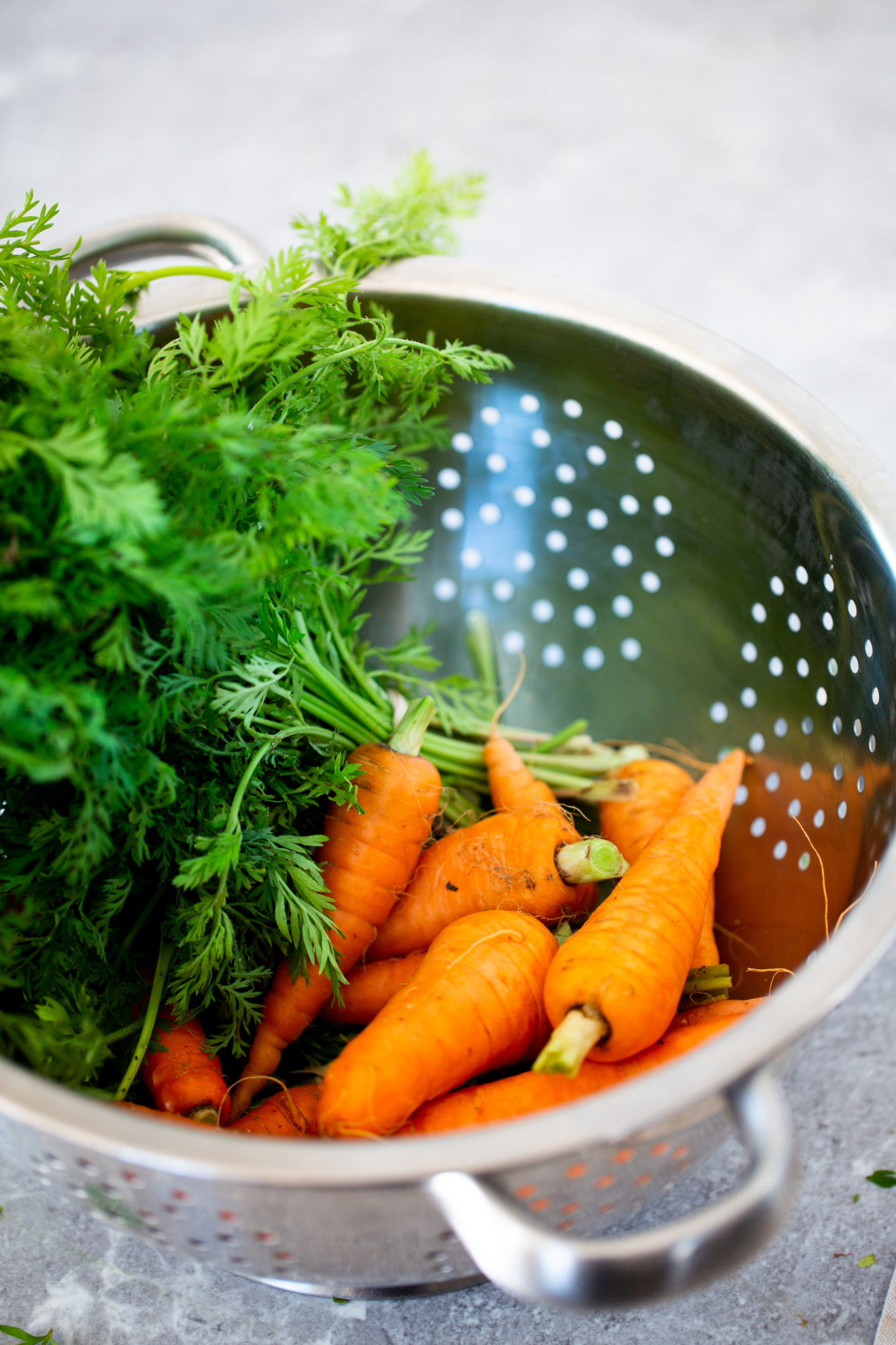 zanahorias en un colador