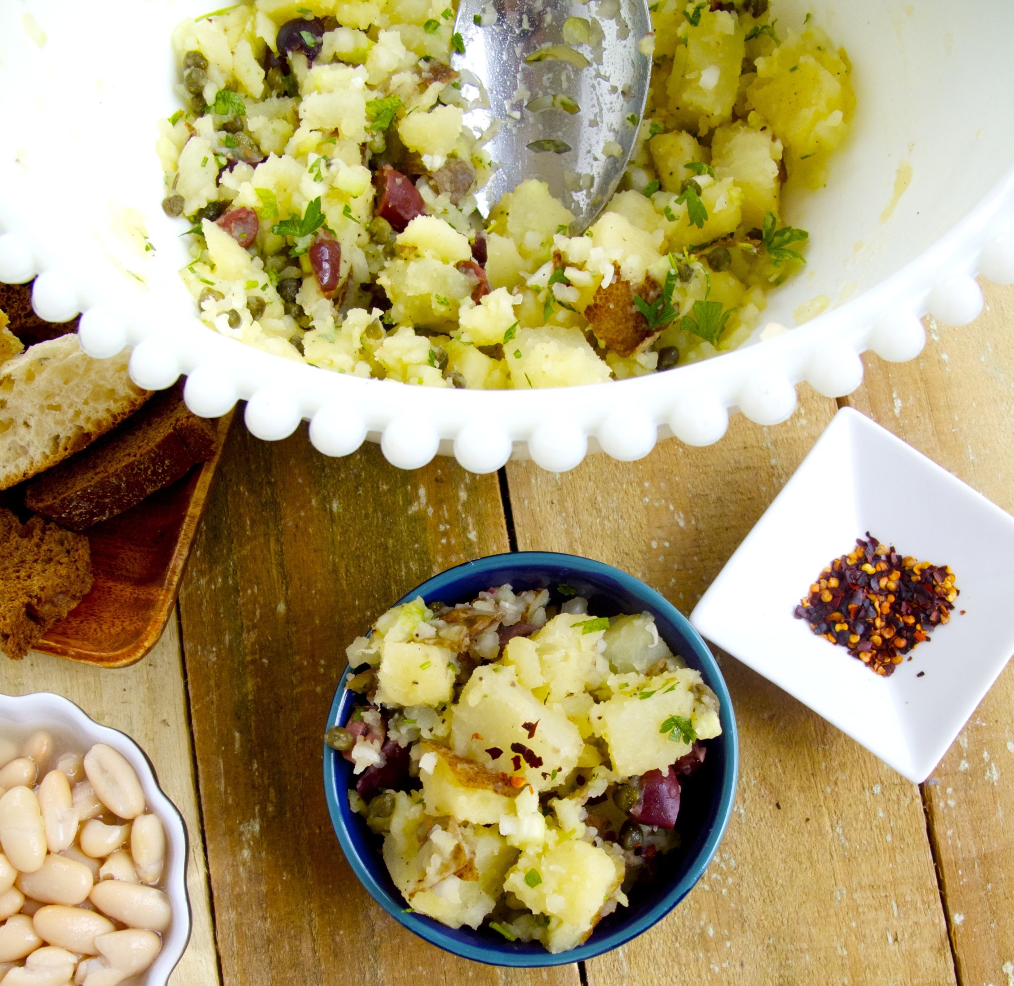 Ensalada de papa para picnic, vegana.