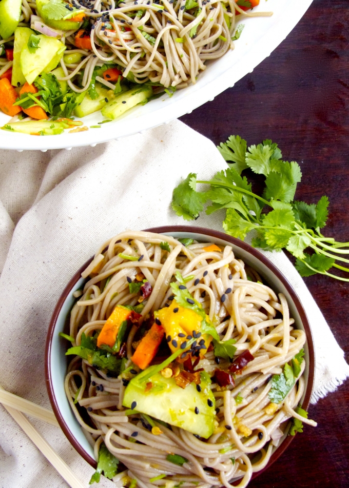 Soba-noodles-pepino-cilantro-zanahoria-vinagreta
