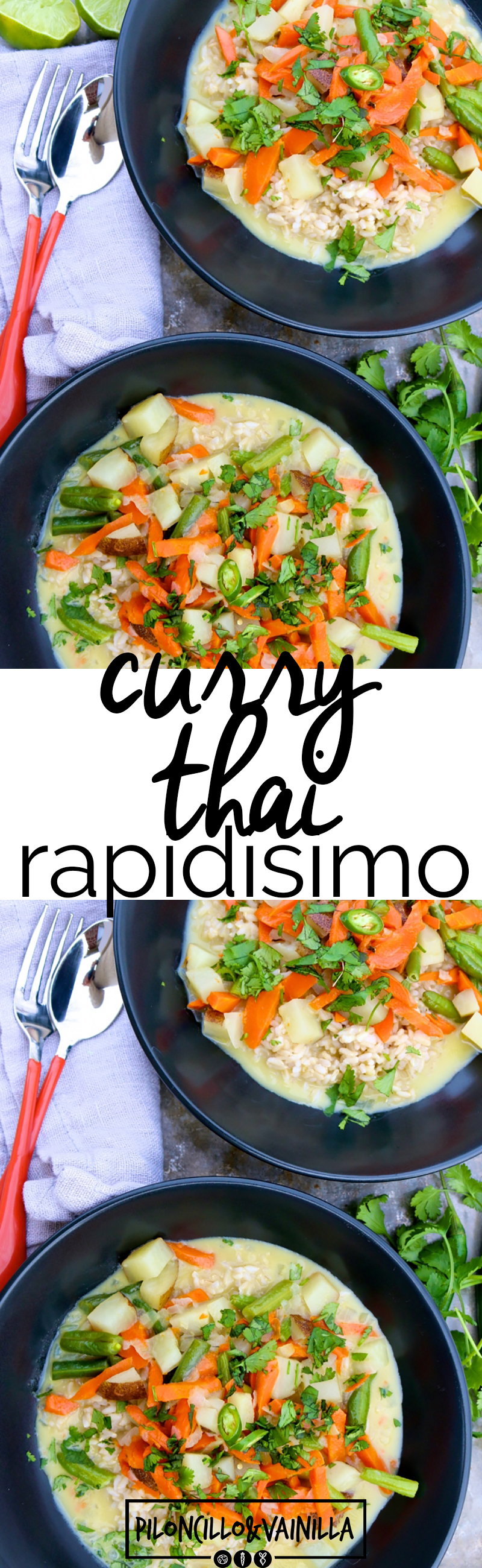 Esta receta de curry thai rapidisimo con leche de coco es de los platillos ricos, rápidos y perfectos para cuando hace frío. Queda perfecto con cualquier verdura.
#recetavegana, #recetasaludable, #recetasincarne