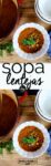Sopa de lentejas vegana