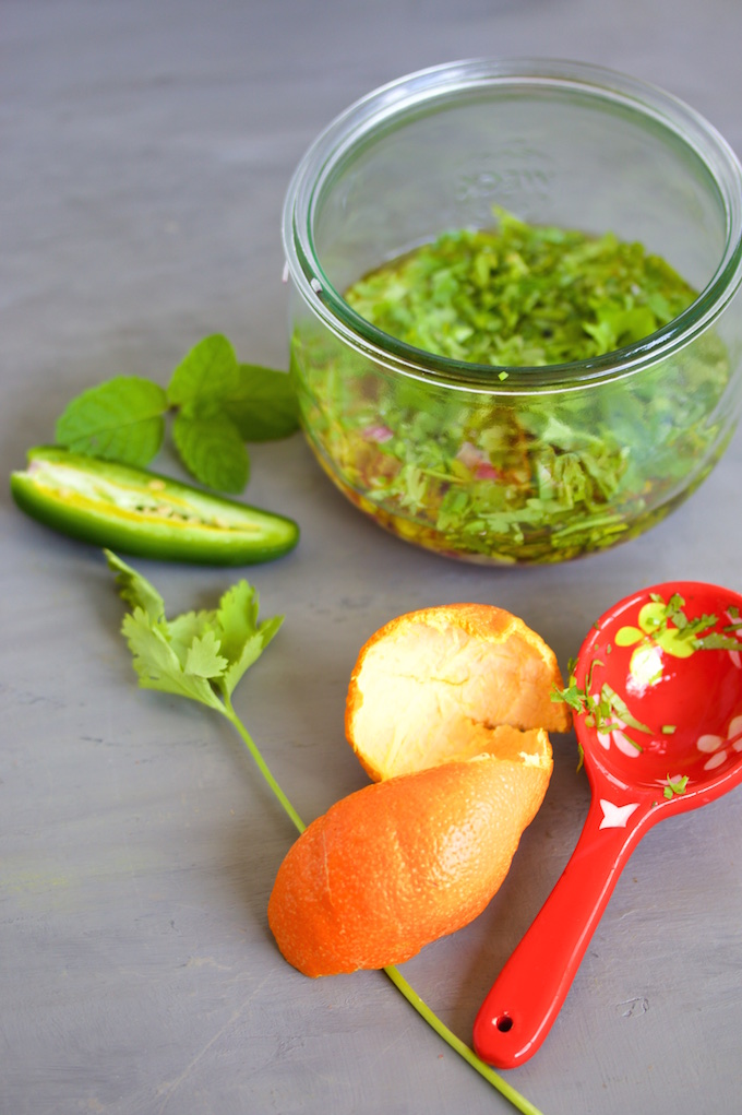 Ensalada de mandarina con aderezo con jalapeño
