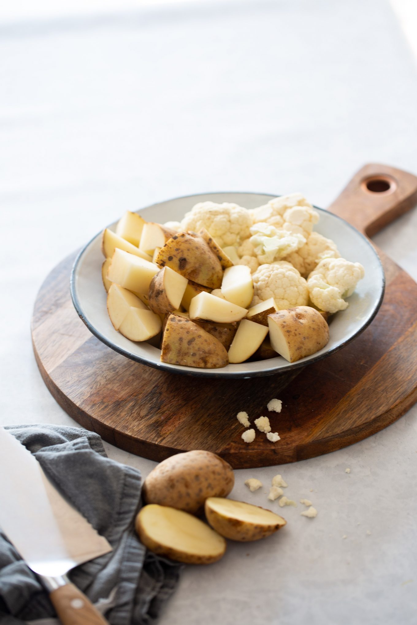 pure de papa y coliflor