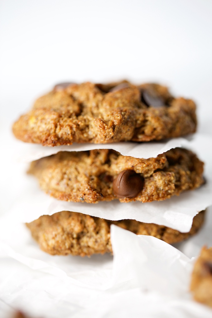 Galletas de chocochip sin harina con linaza y chia.