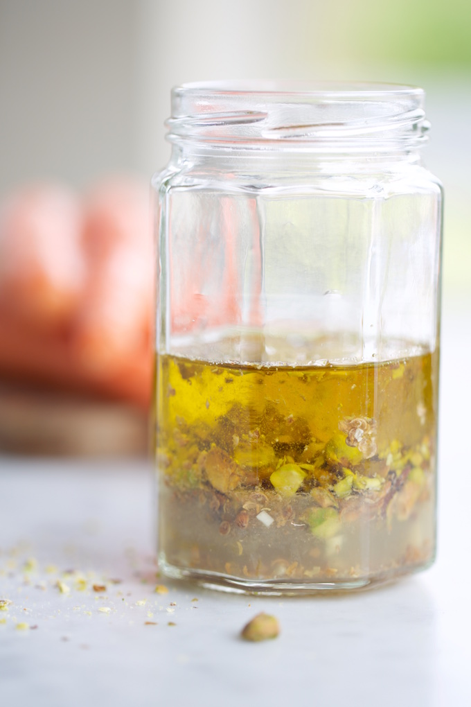 Quinoa con zanahorias y aderezo de pistaches.P&V