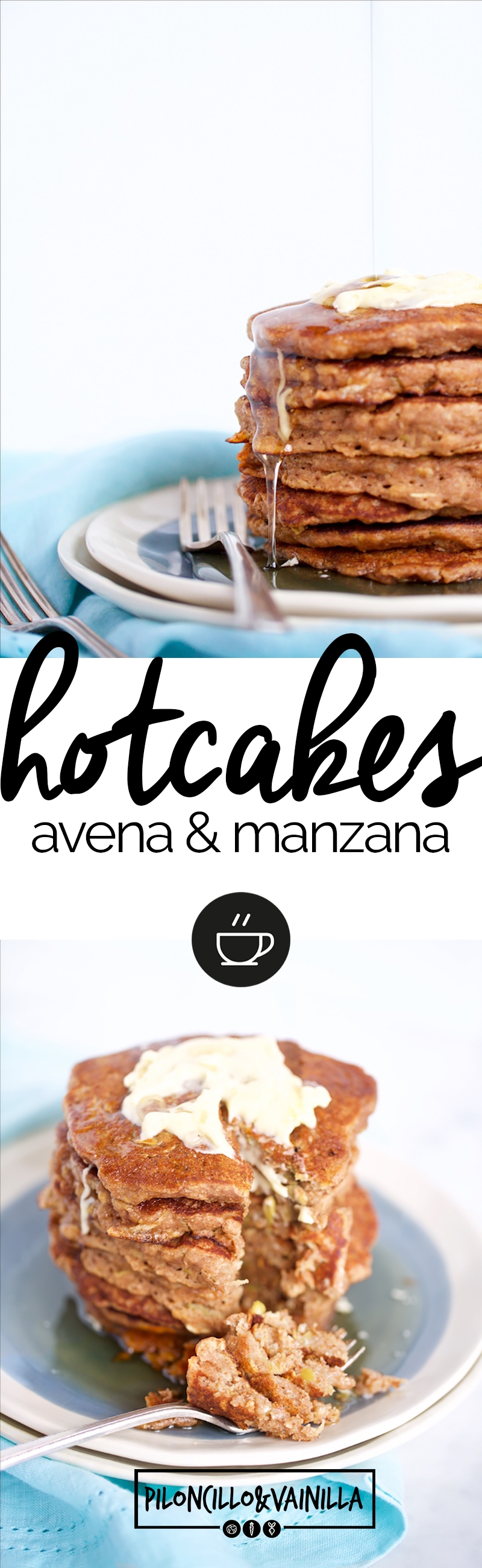 Receta de hotcakes con manzana y avena, desayuno saludable super aprobado por la familia. Desayuno perfecto para fines de semana, a todos nos encantaron.