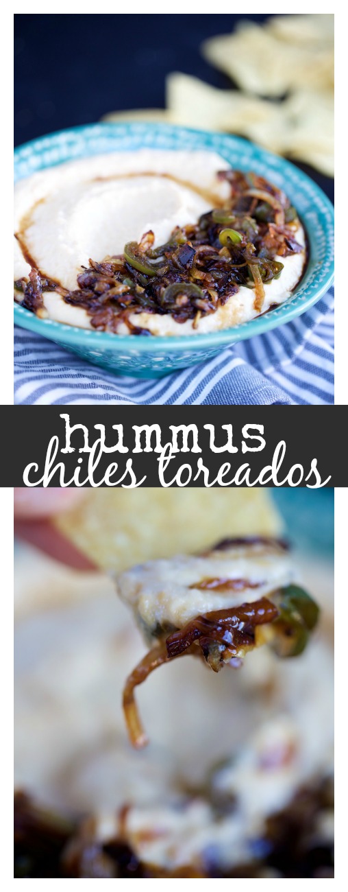 Hummus con chiles toreados, un hummus con sabor a Mexico. Recipe in Spanish and English.