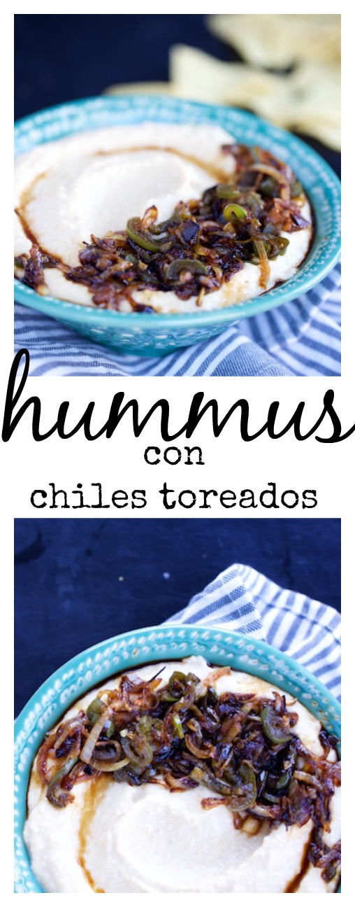 REceta de hummus con chiles toreados, lo máximo.