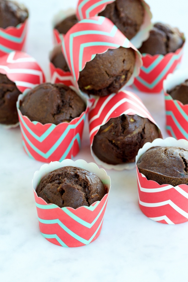 Muffins de chocolate con zucchini y miel de maple