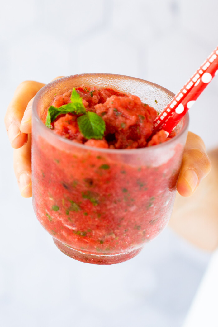 raspado de sandia con limón y menta