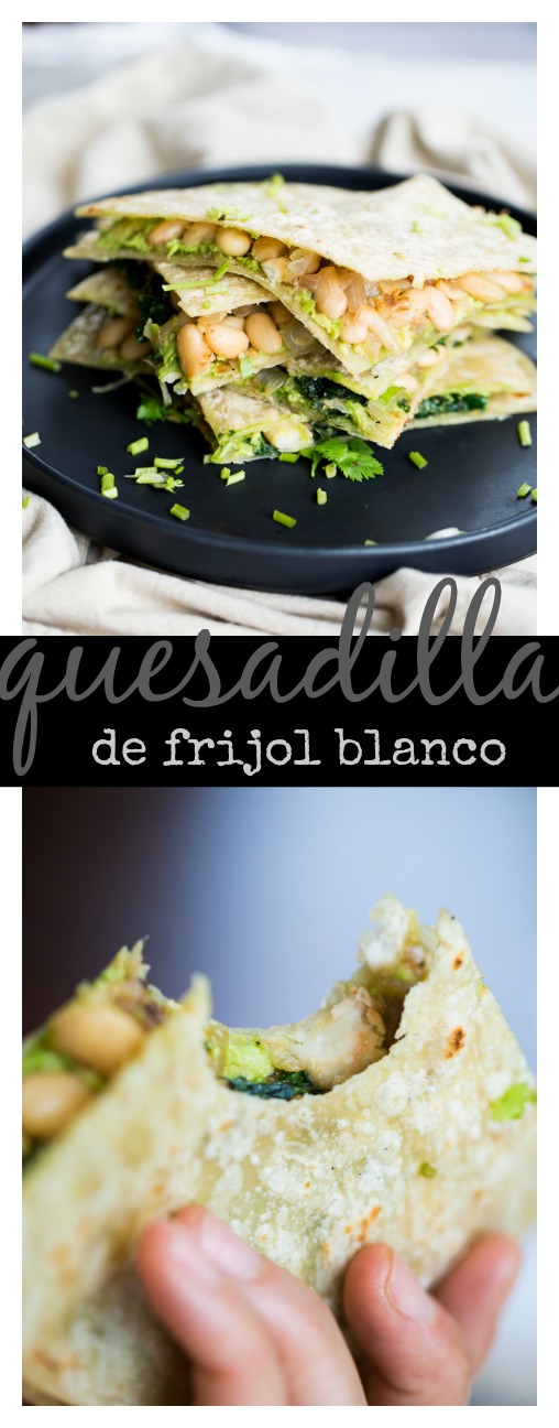 Quesadillas veganas, de frijol blanco y kale. Con aguacate y en tortillas sin gluten. Deliciosas!!!