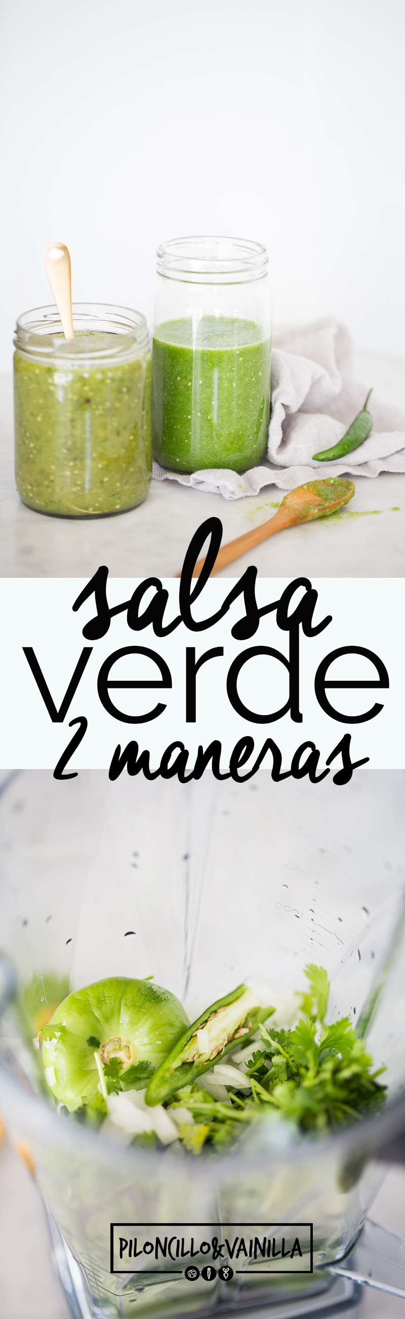 Salsa verde mexicana de dos maneras, cruda y cocida. Los mismos ingredientes dos salsas totalmente diferentes. ¿A tí cómo te gusta más?