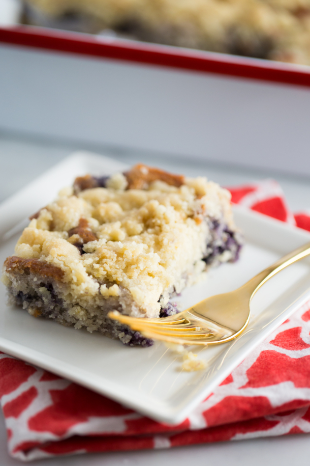 Receta de coffee cake de blueberries, vegan, vegano.