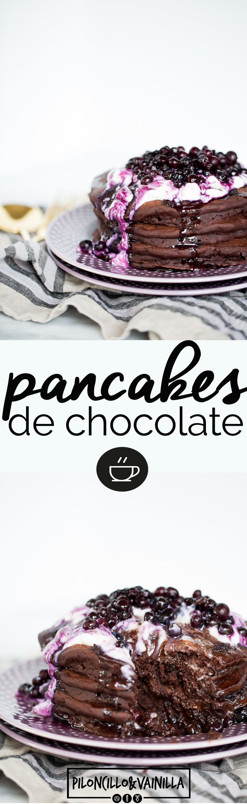 Receta de pancakes de chocolate con chispas de chocolate obscuro es la receta perfecta para cuando quieres tener un desayuno fuera de serie.
#recetavegana, #recetaenespañol, #recetadedesayuno, #vegano