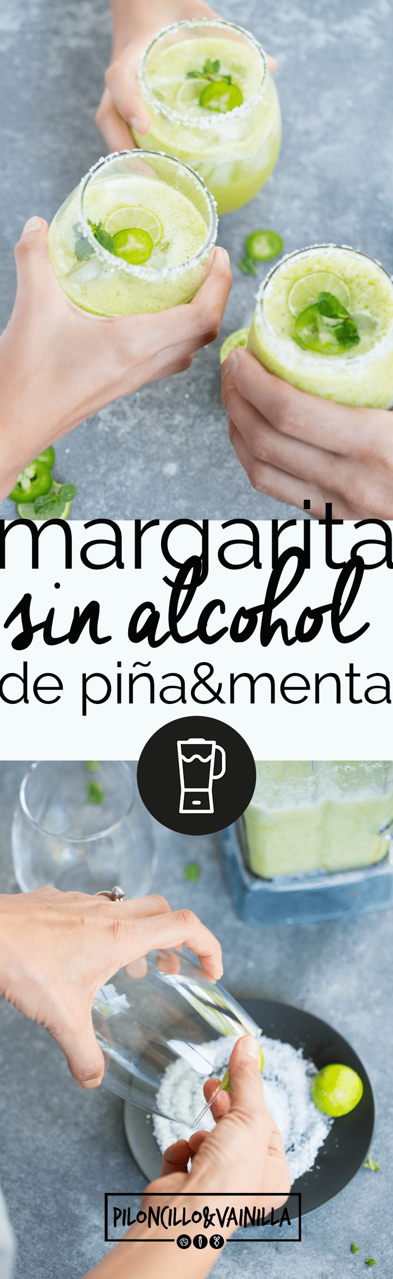 Margarita virgen de piña y menta con jalapeño