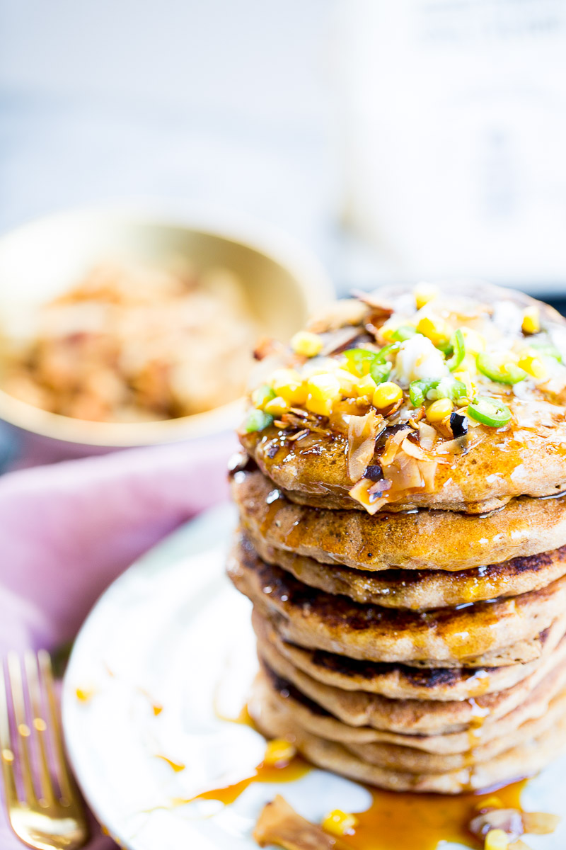 Pancakes veganos de harina de maíz