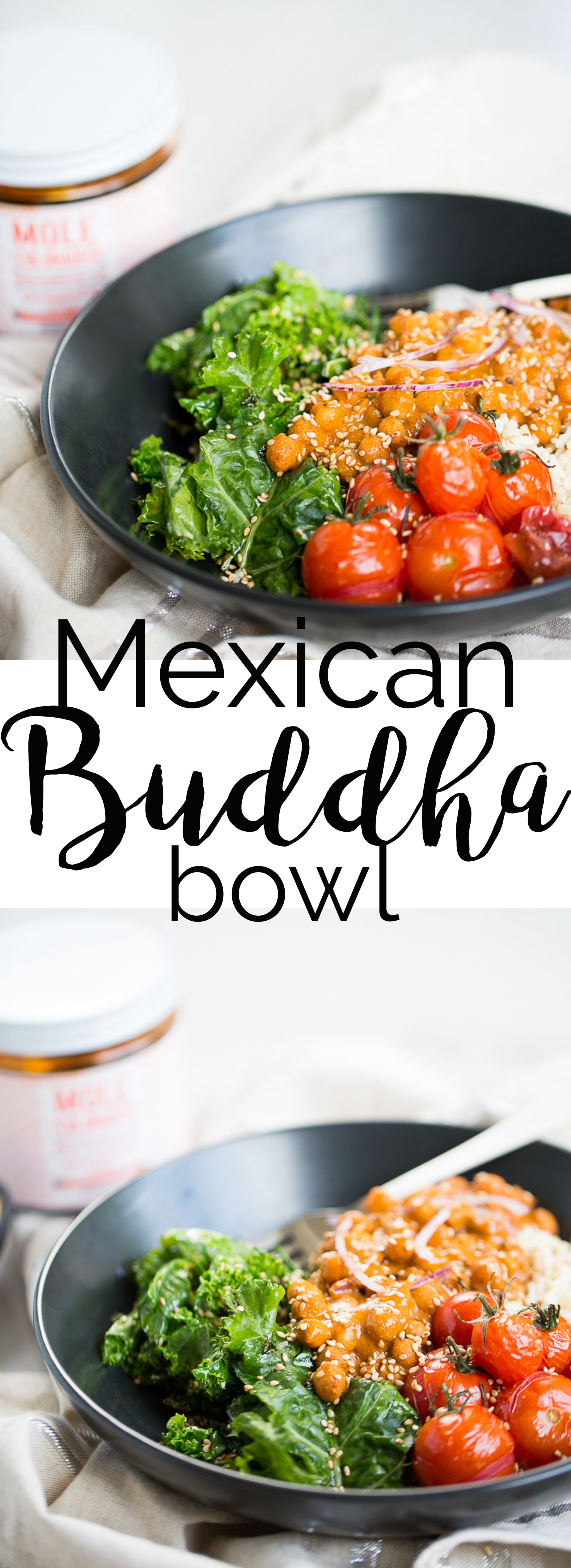 Esta receta para hacer un buddha bowl mexicano con arroz integral, verduras salteadas y garbanzos en salsa de mole coloradito es fácil,deliciosa y nutritiva.