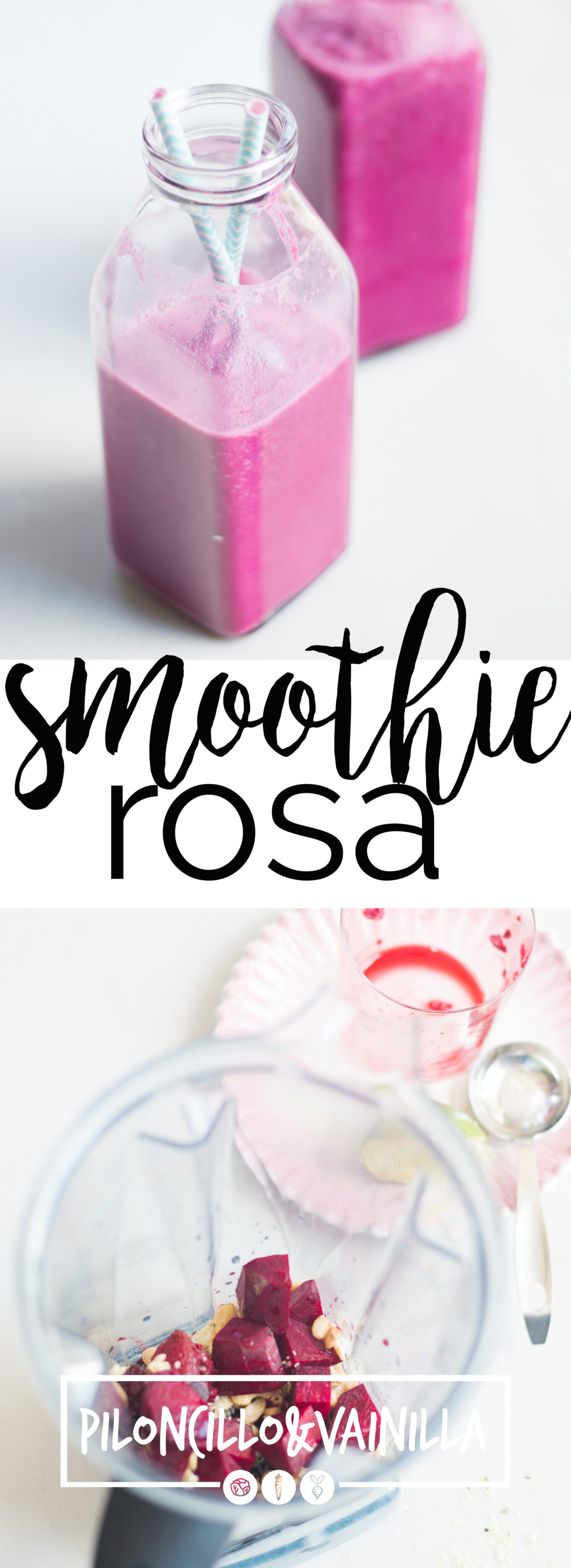 Receta para hacer un smoothie rosa lleno de vitaminas y minerales.