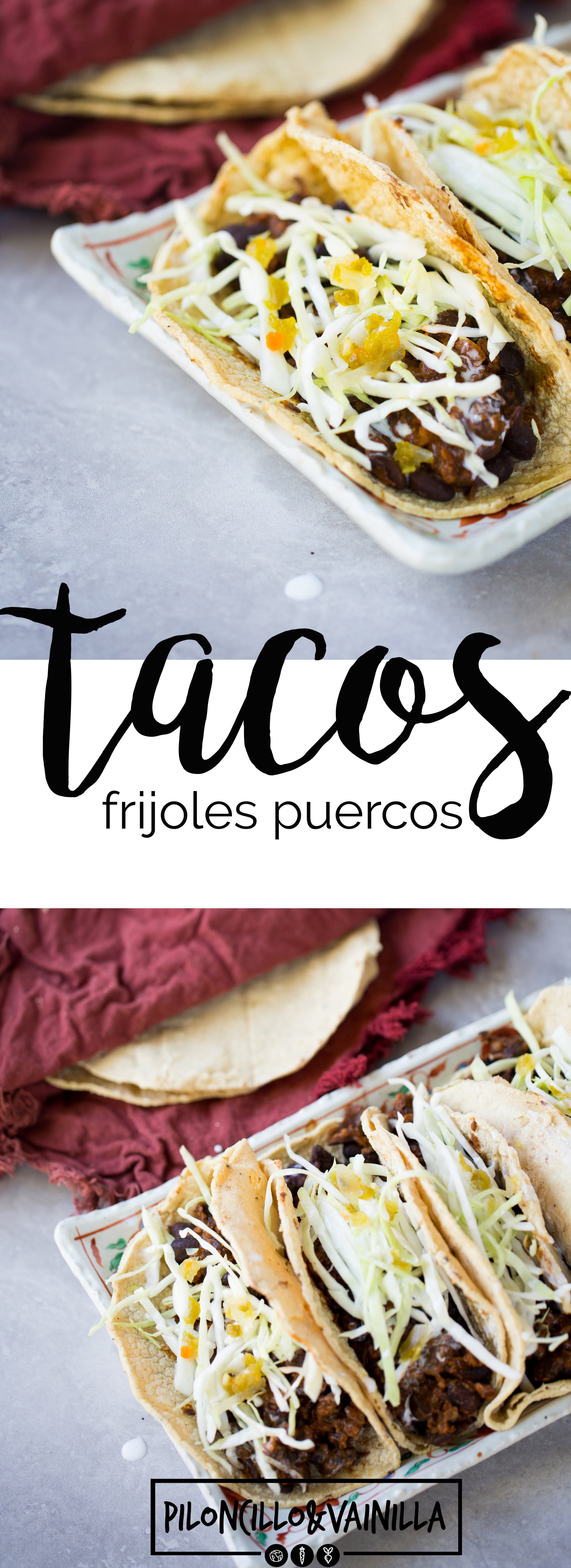 Esta receta mexicana de tacos de frijoles puercos (versión veganos) están hechos con las tortillas de maíz orgánico y germinado de la marca One Degree.