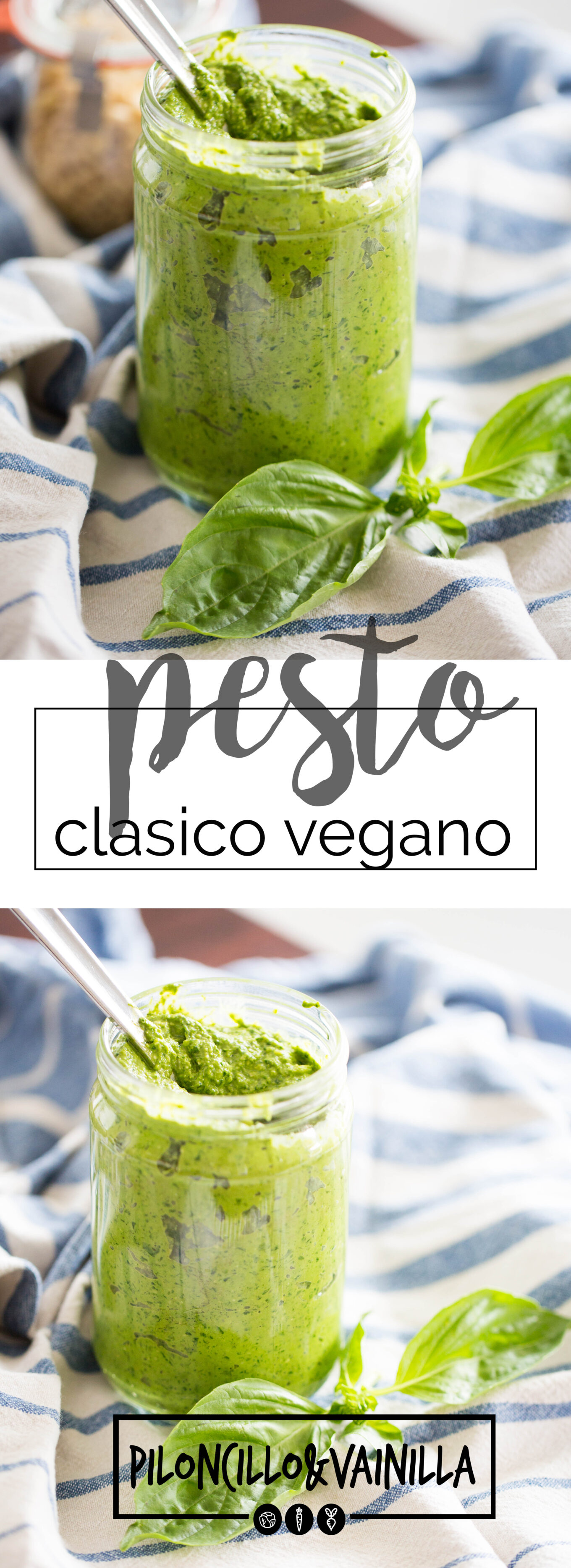 Receta clásica de pesto, hecho con albahaca y perejil pero en versión vegana.