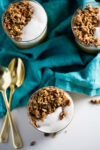 Delicious recipe for vegan pumpkin pie parfait with pecan granola clusters. You can decide if you'll eat it for breakfast or dessert.