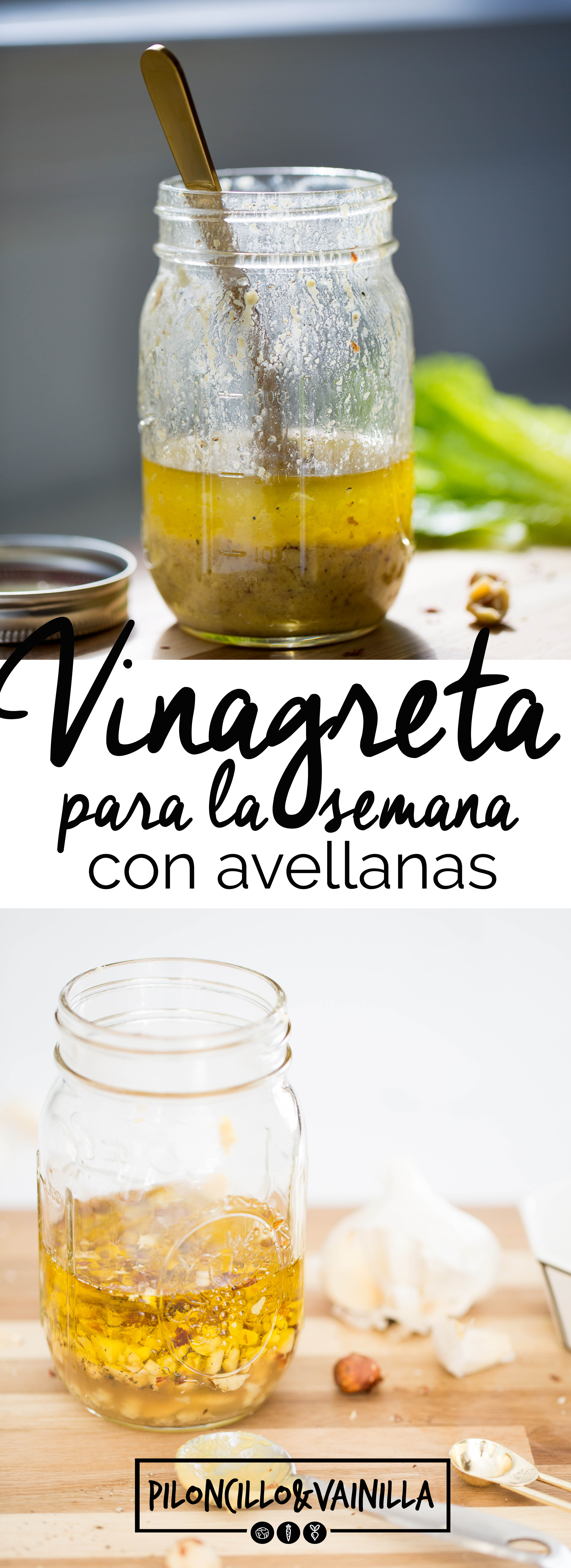 Receta saludable de una vinagreta simple que te sirve para las ensaladas de toda la semana. Receta vegana, receta fácil y deliciosa.