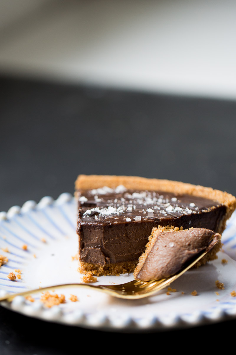 Recipe for creamy chocolate vegan pie.