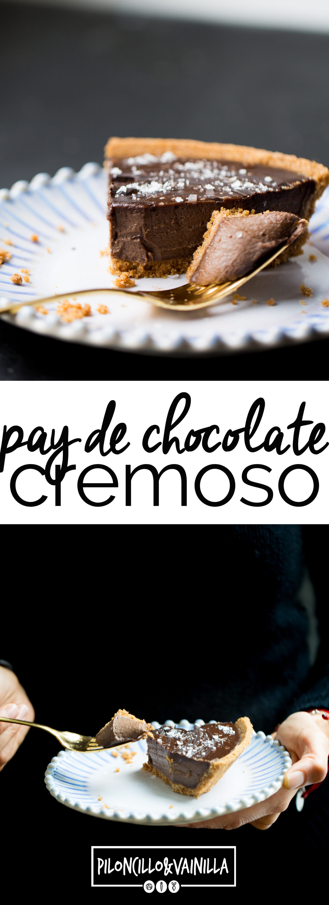 Receta de pay cremoso de chocolate, receta de postre vegano.