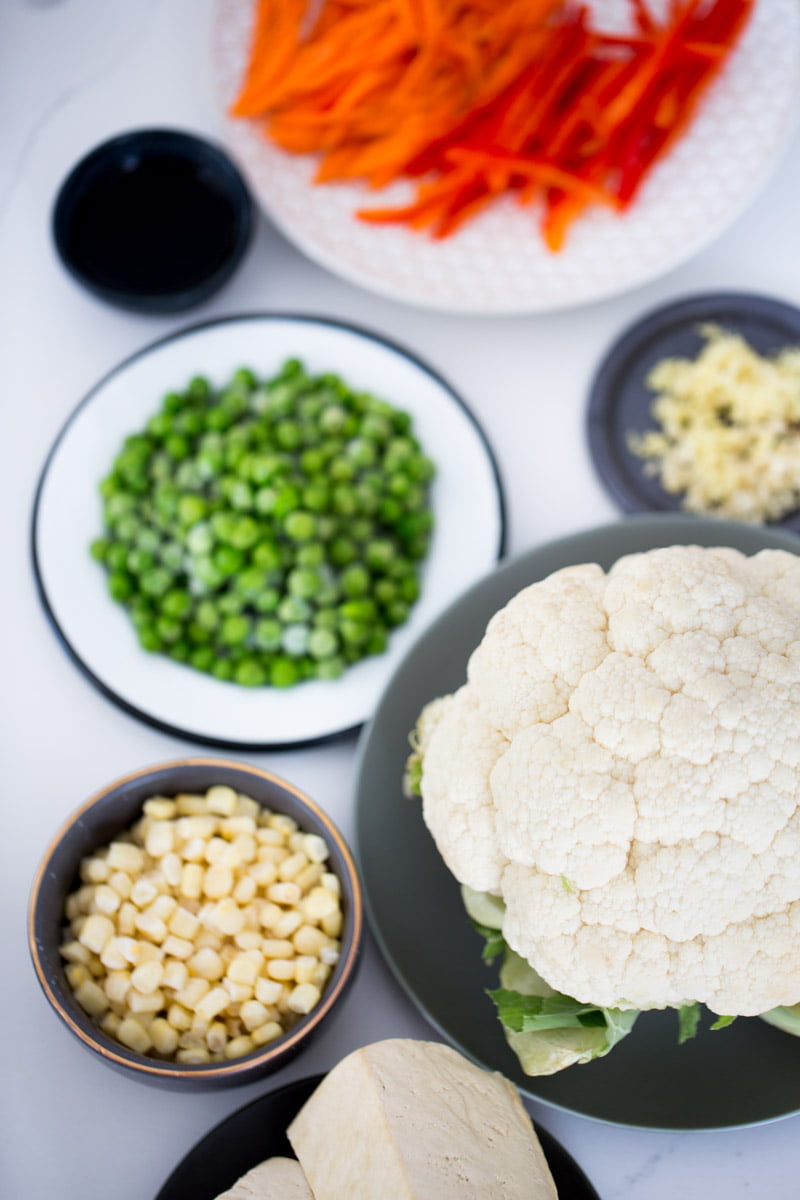 platos con diferentes verduras