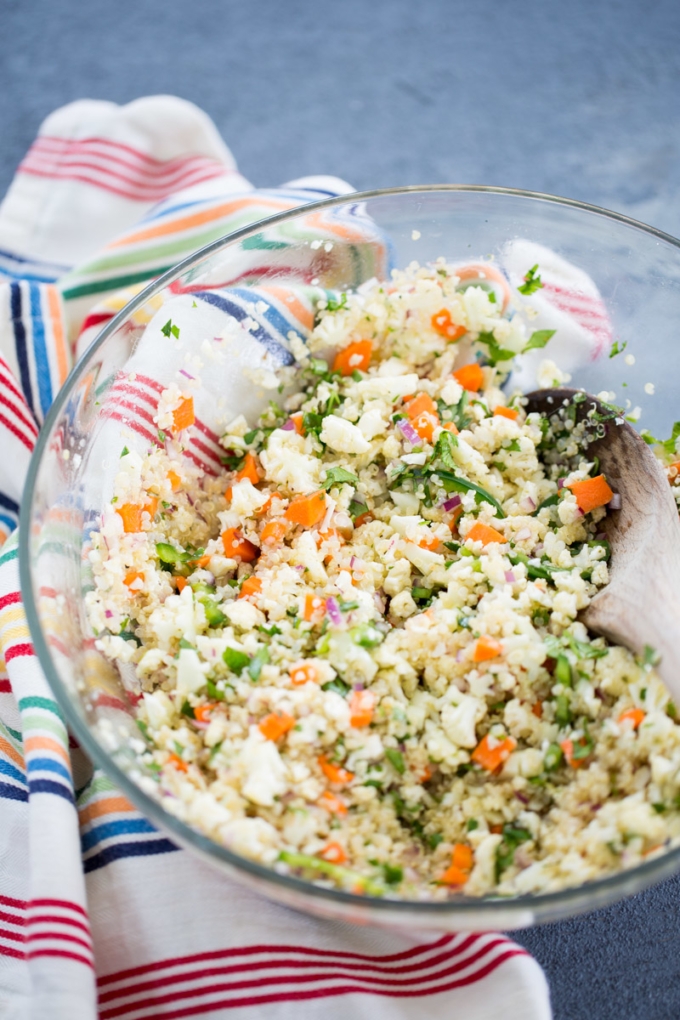 ceviche de coliflor y quinoa estilo pacífico