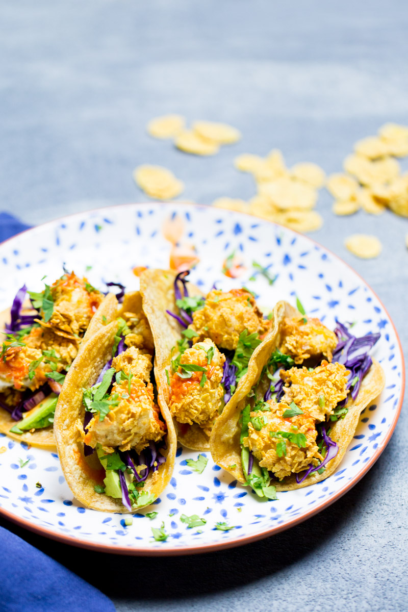 tacos de coliflor crujiente