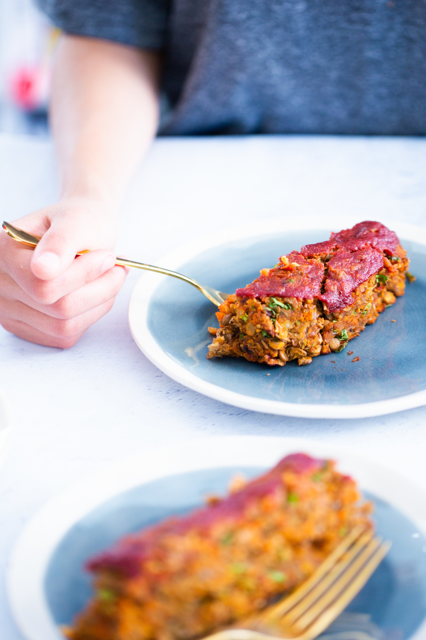 Pastel de lentejas con glaze de tomate, un un 