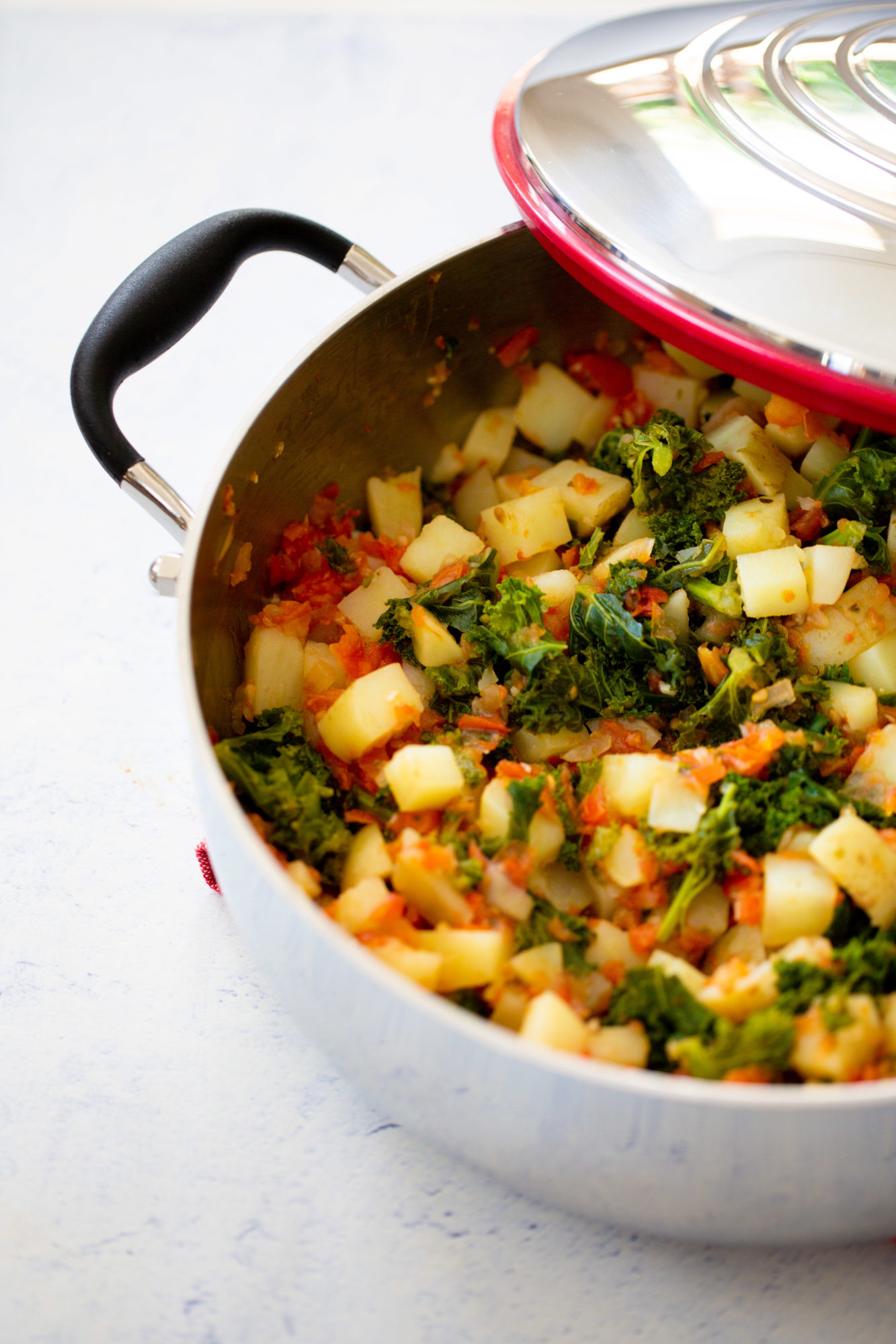 guisado de kale y papa para hacer tacos