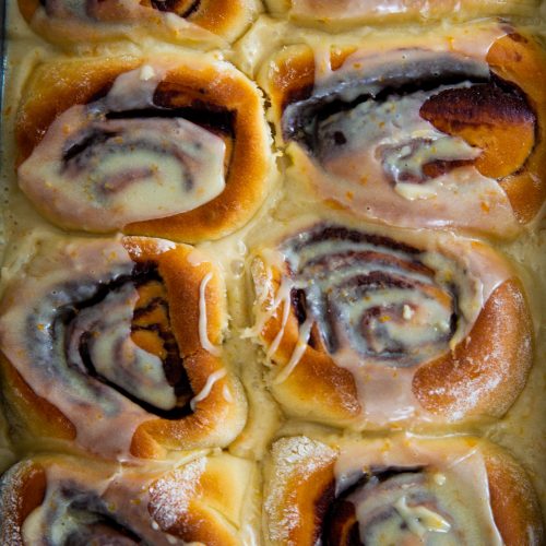 close up of vegan cinnamon rolls