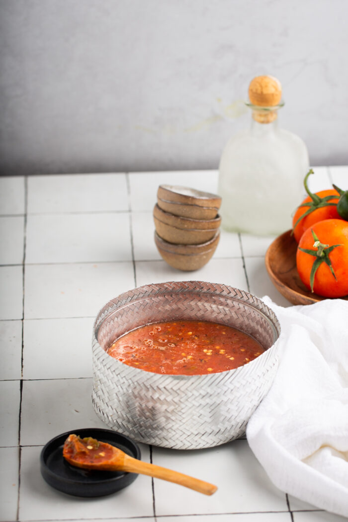 Easy mexican salsa in a mexican salsera